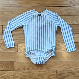 Minnow Blue Striped Kids Swim One Piece